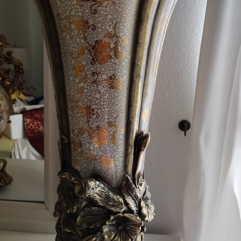 Antique Gold and Cream Ornate Vase